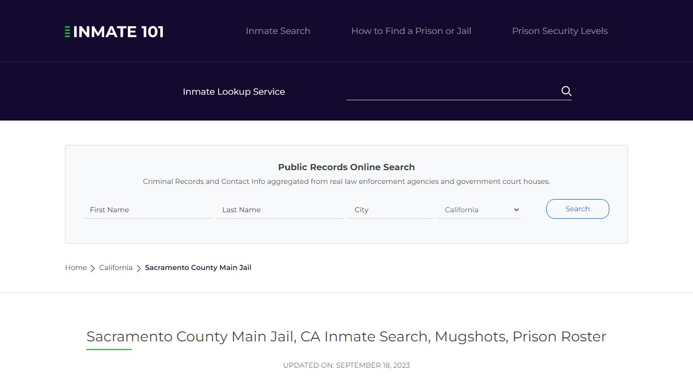 Sacramento County Main Jail, CA Inmate Search, Mugshots, Prison Roster